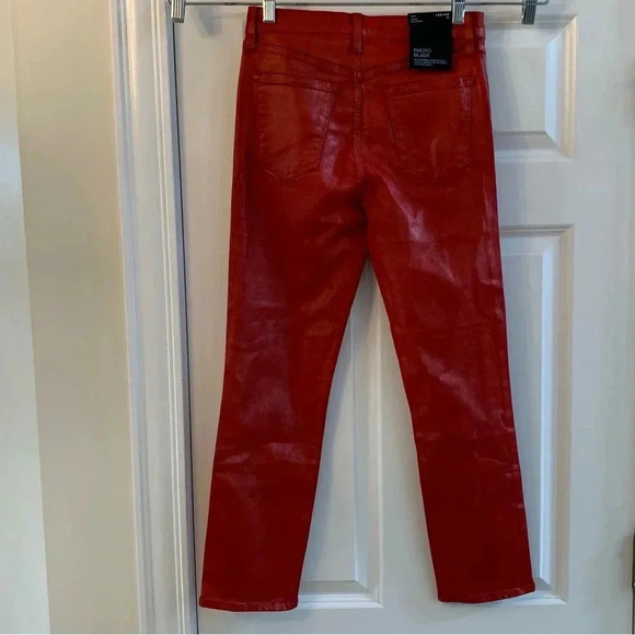 J Brand Ruby High Rise Crop Cigarette Pants Phenomena Sz 26 Red Coated jeans NWT - Picture 5 of 11